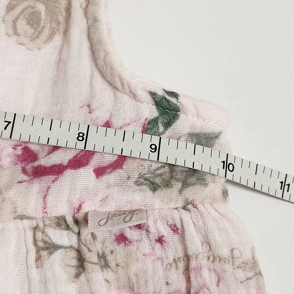 Juicy Couture Pink Rose Floral Cotton Gauze Tiered Dress Girls 3T Cottagecore